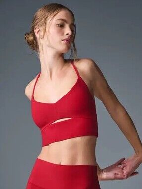 Alo Yoga Soft Highlight Bra Size Large Bold Red